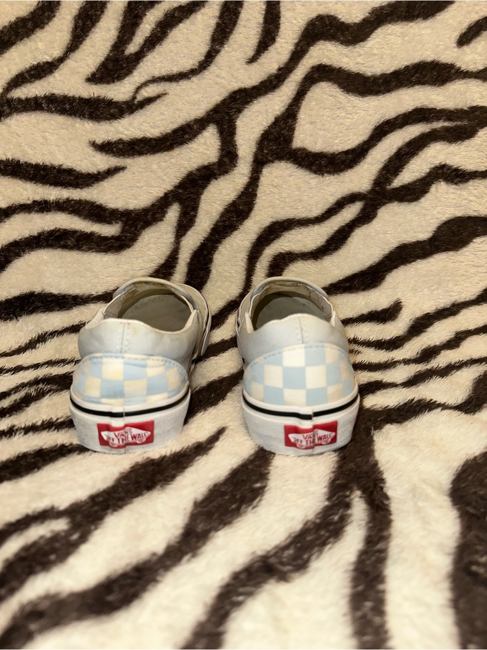 Vans Checkerboard Slip-On Sneakers in Light Blue/White